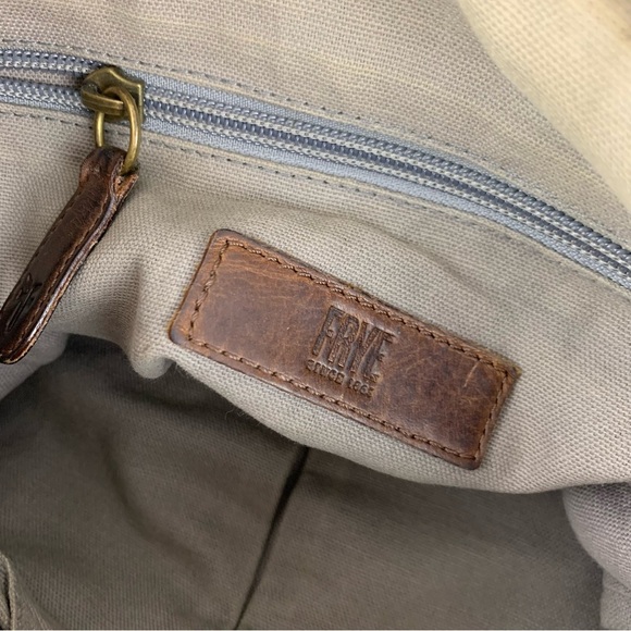 Frye Melissa Small Tote Crossbody Two Tone Brown Leather Purse Bag - Picture 11 of 15